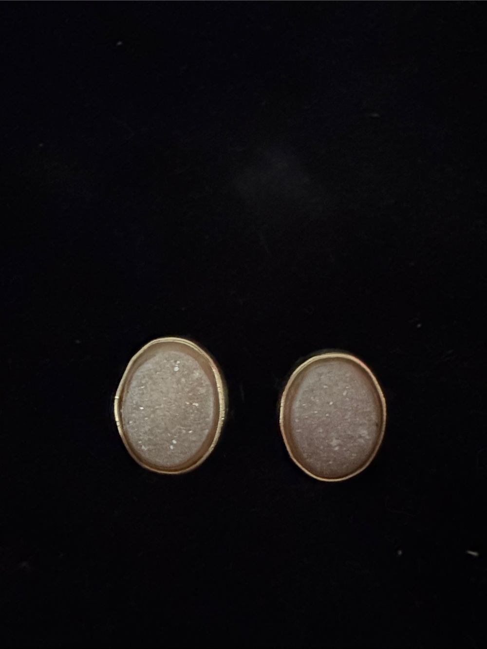 Gold-Tone Neutral Druzy Oval Stud Earrings - Women Jewelry